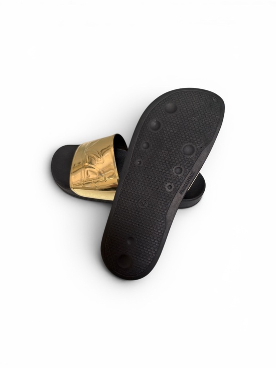 Alexander McQueen Gold Mirror Logo Pool Slide Sandals EU 42 US 9 Made In Italy main image 4